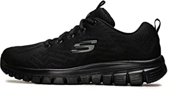 Skechers Women's Graceful Get Connected Sneaker, Black Mesh Trim, 3.5 UK