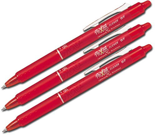 Frixion raderbar pilot rollerballpenna - svart, röd, 3 stifte