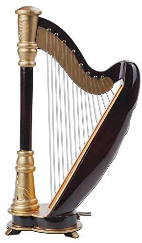 Mini Harp Model,14CM Hand-made Wooden Harp Musical Instrument Replica Home Office Table Decoration Ornament,Instrument Holiday Gift
