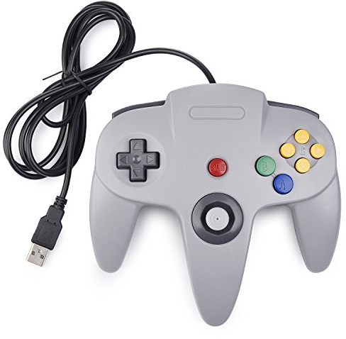 miadore N64 Controller grau,Classic N64 USB Game Gamepad N 64 PC-Controller Joystick Für Windows Mac PC Raspberry Pi