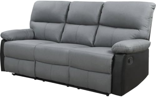 Habitat et Jardin Divano reclinabile Lincoln - 197 x 89 x 103 cm - 3 posti a sedere - Nero/Grigio scuro