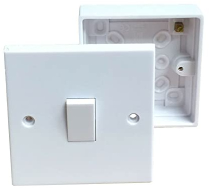 iSeventy9 Single One Gang Two Way Light Switch & Premium Single Surface Mount 25mm Pattress Box 1 Gang Set Electrical Switch