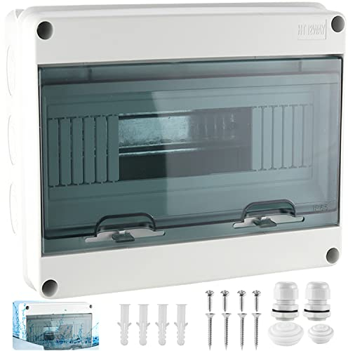 Quadro Elettrico Esterno 12 Moduli, Scatola Derivazione Esterna Stagna Ip65 Plastica ABS Superficie Scatola Elettrica da Parete Copri Quadri Elettrici Installazione in Giardino o in Altre Aree
