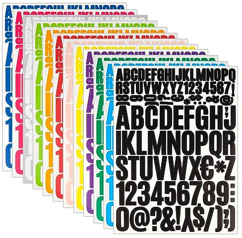 Buchstaben Aufkleber, 10 Blatt 1224 Stück Buchstaben zum Aufkleben, Selbstklebende Vinyl Buchstaben, Wasserfest Buchstaben Aufkleber Groß, Bunt Klebebuchstaben für Kunsthandwerk