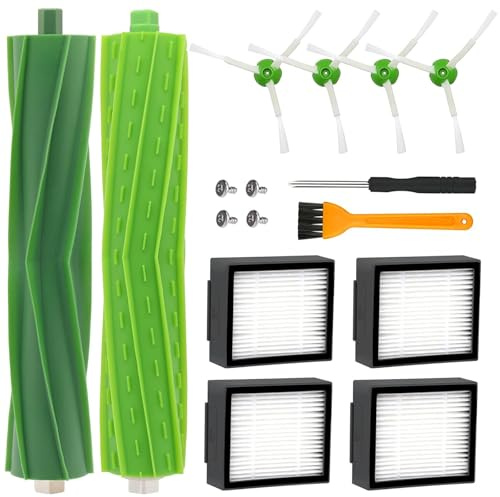 Accesorios para iRobot Roomba Series e/I, i7 Plus E5 E6 E7 i7 i7+ i8 i8+ j7 j7+ i6 i6+ i4 i4+ i3 i3+ Kit de Repuestos para Roomba Aspiradora, 2 Cepillos de Goma,4 Filtro,4 Cepillo Lateral