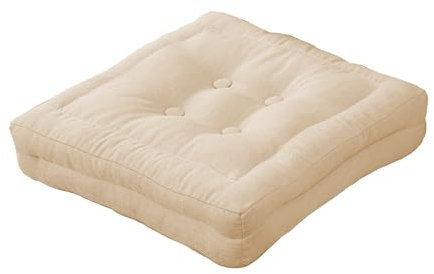 GREATOYAR Cojin para Silla, Cojín Decorativo con Correas de Sujeción, Cojin Cuadrado de Imitación de Lino, Decoración de Jardín Casa Terraza, Fabricado en España, 45x45x8cm, 1 Unidad, Beige