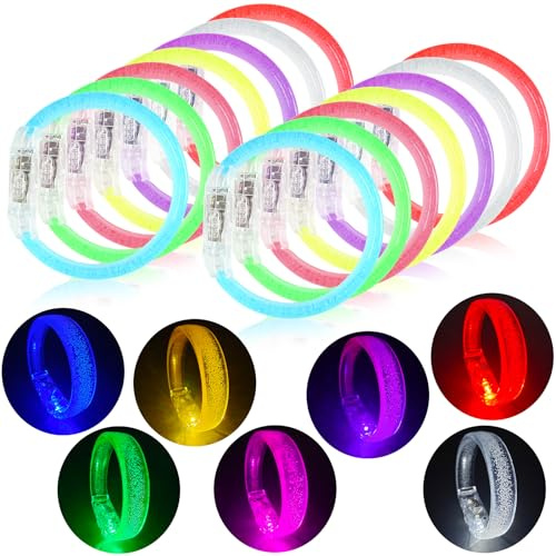 EKKONG Pulseras LED 14 Piezas Pulseras Luminosas Brazalete Fluorescentes Suministros Fiestas nocturnas Adecuado para Conciertos, Fiestas, Festivales, Halloween, Bares