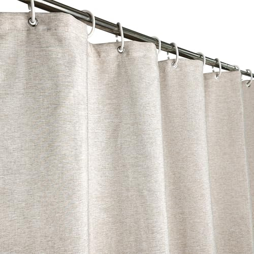 YISURE Duschvorhang Beige 200x200 Leinenoptik Kunstleinen schwer Stoff | Polyester badevorhang badewannenvorhang Textil Wasserabweisend waschbar für Badezimmer, Breite 200 x Höhe 200cm
