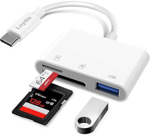 Loydia Lettore di schede SD USB C, USBC SD Card Adapter, Adattatore di Schede di Memoria SD/Micro SD, Plug and Play, Adattatore di Schede SD USB C, Compatibile con iPhone 15, Huawei, MacBook, Laptop