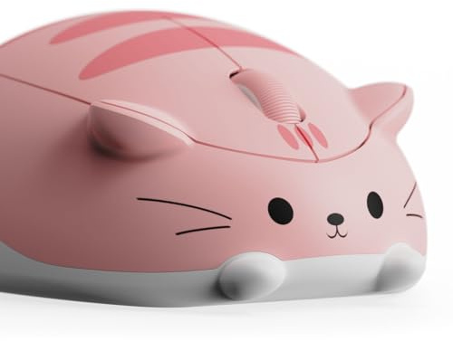 Akko Souris sans Fil Mignonne sur Le thème des Chats, Mice Rose, Souris tri-Mode Bluetooth 3.0/5.0/2.4G, récepteur USB A, clic Silencieux, Souris Cartoon pour Ordinateur Portable/PC (Pink Angie)