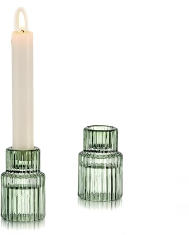 Glasseam Kerzenständer 2er Set Grün Deko für Hochzeit und Weihnachten