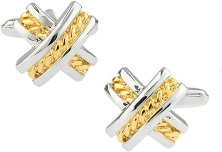 Dsnyu Manchettenknoepfe Herren Initialen, Manschettenknöpfe Set Herren Silber Gold Buchstabe X Hemd Anzug Schmuck mit Geschenkbox