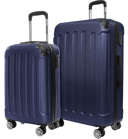 TRVLMORE Lot de 2 Valise Rigide - Set Valise Vanity - Valise à Main et Grande Valise - Valises Rigides 4 roulettes Soldes - Ensemble Valise - Valise Legere - Bleu