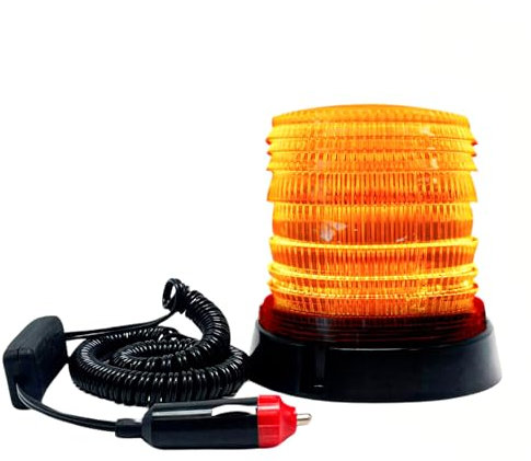 Luz Estroboscópica LED DC10-30V. Rotativo con Base Magnética. Luz de Emergencia Intermitente para Camión, Vehículos Agrícolas con Enchufe para Mechero de Coche, Flash de Advertencia de Alta Intensidad