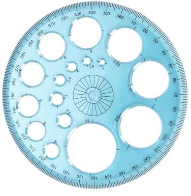 Durable & Reusable Circle Stencil Template - Plastic Hollow Drawing Templates for Painting, Drafting, and Craft Projects, Blue