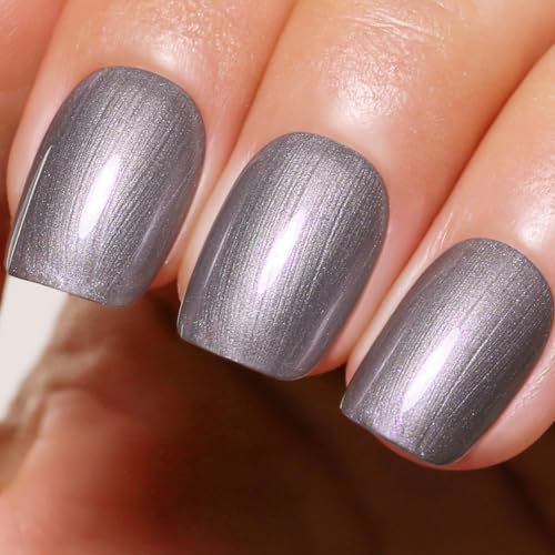 Ozzeal Pearl Gel Nail Polish, Grey Glitter Pearl Nail Gel Polish Sparkle Shimmer Fall Winter Soak off LED UV for Art DIY Manicure 15ML