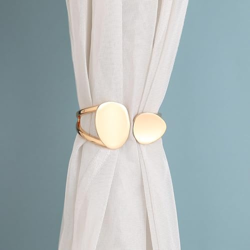 LXZSMH legacci per Tende, legacci per Tende, Fermatenda for Tende in Metallo, Confezione da 2 Pezzi, for Tende, fermatende Decorativi Eleganti for Interni ed Esterni, Dorato(Golden)