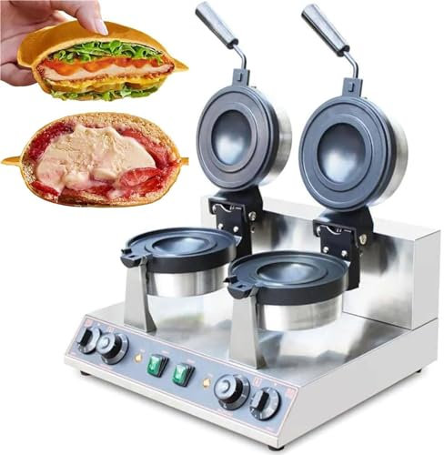 YLANMEI Macchina per Waffle da 1300 W, Riscaldamento rapido, Rivestimento Antiaderente, Manico Isolato, Macchina per Waffle Professionale per deliziosi Waffle,Double