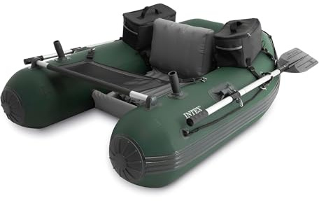 INTEX Big Catch Pro Flotteur de pêche Gonflable avec rames de Bateau de 137,2 cm, Pompe à Haut rendement, Supports de Canne à pêche Amovibles, règle en Maille, Sac à Dos Robuste, Sac de Rangement