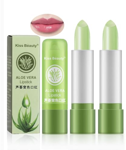 2 Stycken Aloe Vera Läppbalsam Temperatur Läppstift, Magisk Temperatur Färgförändring Läppbalm, Fuktgivande Läppvård