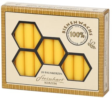 Stumpenkerzen Baumkerze 100% Bienenwachs, Honigduft, 95 x Ø 13 mm, 20 Stück