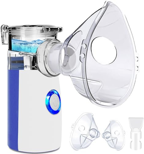 BIAOQINBO Aerosol Portatile Silenzioso,Ricaricabile Ultrasuoni Macchina Aerosol per Adulti e Bambini,USB-C Nebulizzatore Aerosol con 2 Maschere e Boccaglio,2 Modalità Regolabili