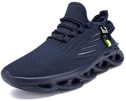 ZDFQLGV löparskor för män sneakers sportskor sneakers promenadskor andas gummisulor spiralgolv fitness jogging sko, Mörkblå, 42 EU