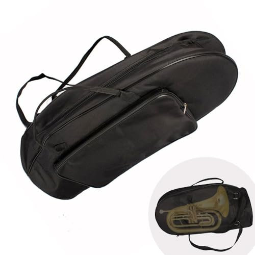 Baritonhorn Aufbewahrungstasche, schwarze verdickte Oxford Baritonhorn Tragetasche mit verstellbarem Gurt, Baritonhorn Zubehör - gepolsterte Gigbag mit Zubehörtasche (Schwarze, 72 * 40 * 34 cm)