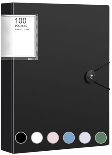 Carpeta A4 A4 con fundas transparentes, 100 bolsillos, carpeta con fundas transparentes A4, carpeta de proyectos para folletos, informes, certificados, carpeta escolar (negro)