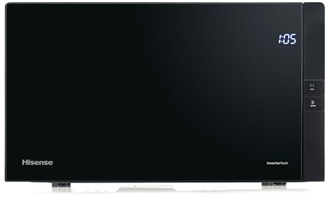 Hisense H25MOBS4HGI - Microondas Digital con Grill 25 Litros, 1000W, Inverter Expert, Descongelación Rápida, Calentamiento Uniforme, Silencioso, Revestimiento Cerámico, Cristal Premium, Modo ECO