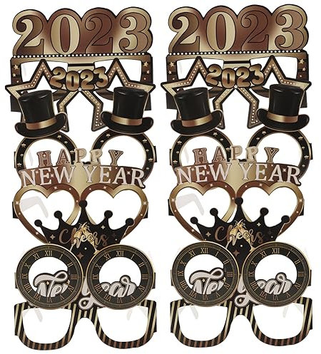 MAGICLULU 5 Sätze 2023 Papier Gläser Rave-Brille Rechteckige Sonnenbrille Neujahrsgeschenke Neujahr Weihnachtsdeko Neues Jahr Zubehör Kostümzubehör Für Das Neue Jahr 12 Stück * 5