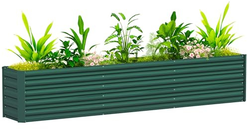 Outsunny Carré Potager Acier Galvanisé Fond Ouvert 240x40x45cm Vert