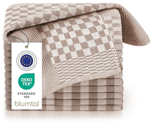 Blumtal Geschirrtücher Baumwolle 50x70 cm im 10er Set - Oeko-TEX zertifizierte Küchentücher - extrem saugstarke Geschirrhandtücher - Küchenhandtücher waschbar 95 °C - Geschirrtuch Braun