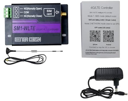 4G LTE FDD GSM SMS Controller relè remoto intelligente SM1-WLTE Interruttore ON/OFF APP Controllo Web for apricancello scorrevole battente(Kit4)