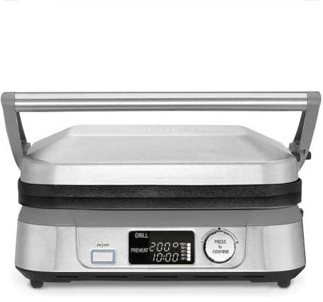 Cuisinart Grill 6-in-1: Piastra, Waffle, Grill/Piastra, Piastre antiaderenti reversibili, Display digitale, SearBlast®, Cerniera regolabile GR5E