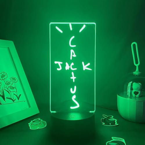 Jack Cactus 3D LED Lumière lumineuse avec amovible 7 couleurs base, chambre à coucher lampe de décor, lumière nocturne pour Noël anniversaire espace décor