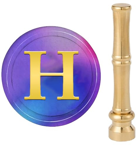 craspire 15mm Buchstabe H Wachsstempel Siegelstempel Mini Wachssiegel Goldmetall Messing Retro Vintage Alphabet Initiale Mit Bambusstabförmigem Griff Für Thanksgiving Karten Umschläge Hochzeitsfeier