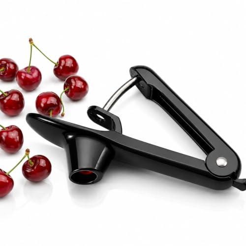 Kirschentkerner manuell, Obstentkerner für Kirschen, Pflaumen & Oliven | ABS & Edelstahl, abnehmbare Teile, leicht zu reinigen, kompakt, tragbar, für Küche, Camping, Kompott, Marmelade