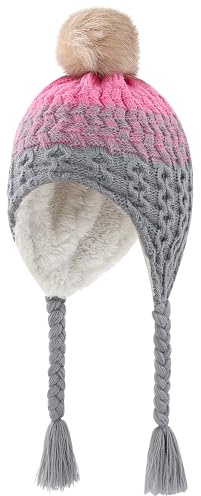 KAKU NANU Gorros para bebés Gorro con Orejeras y pompón de Invierno Gorro con pompón Lindo para niños pequeños Forro Polar cálido para bebés niños y niñas de 6 12 Meses