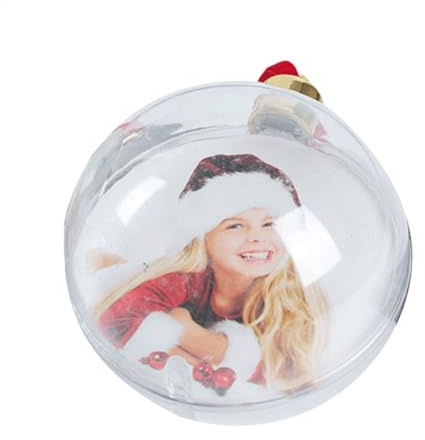 Ornamento di palla fotografica di Natale - Ornamento a trasparente con cornice,Portafoto portatile riempibile per decorazioni per feste a casa vacanza