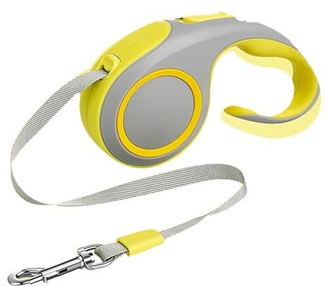 ZDETGU Guinzaglio per Cani Retrattile con Luce Fluorescente e Chiusura per Comode Passeggiate Notturne (bianco giallo 3 metri / 9,8 piedi)