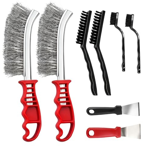 Ensemble de 8 Brosse Metallique, Brosse Métallique en Acier Inoxydable pour Nettoyer Efficacement la Cuisine, Les Fours Et Les Surfaces Métalliques Et Espaces de Joints Difficiles d'accès