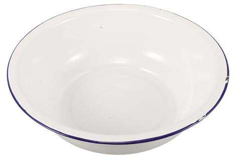Gatuida Bassin de bain de pieds en émail : de 40 cm de profondeur – seau à l'ancienne pour pédicures – bassin de lavage polyvalent pour le camping et la maison
