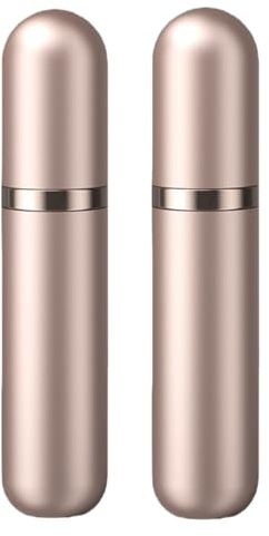 Lammcou 5ml Travel Perfume Atomiser, Refillable Portable Perfume Spray Bottle with Leakproof Aluminium Case, Mini Perfume Spray for Handbag Daily Use Gift (Golden Pink +Golden Pink)
