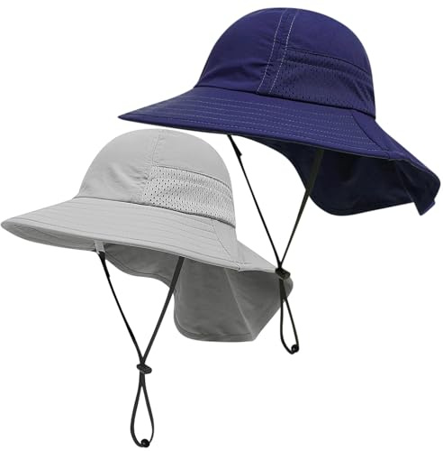 ViEinkaufen 2 Pcs Toddler Kids Sun Hat UPF 50+ Sun Protection, 2-7 Years | Wide Brim, Adjustable Beach Hats, Lightweight and Breathable, Ideal for Beach Travel and Outdoor Play
