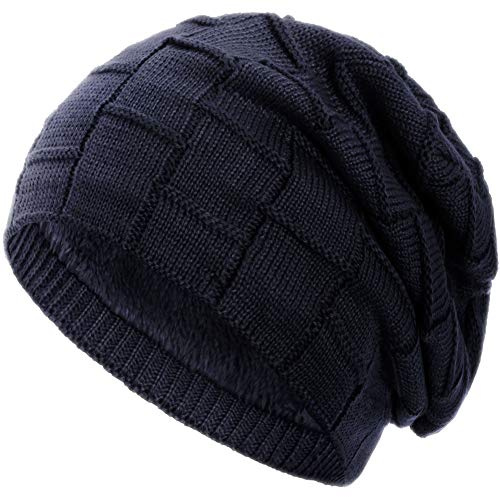 Compagno warm gefütterte Beanie Wintermütze Flechtmuster unifarben oder meliert Einheitsgröße Mütze