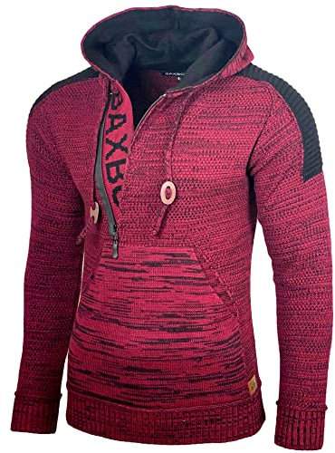 Baxboy Herren Strick-Pullover Kapuzenpullover Moderne Männer Pulli Grobstrick Strickjacke Winter-Freizeit-Jacke B-290