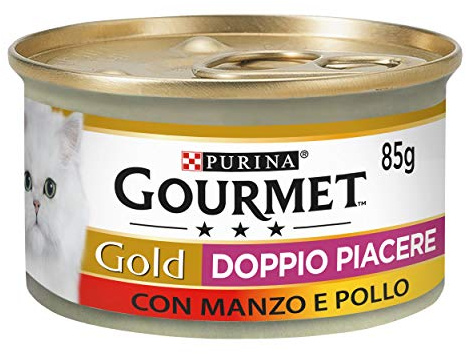GOURMET Gold Cibo Umido per Gatti Adulti Bocconcini con Manzo e Pollo in Lattine da 85 g Confezione da 24