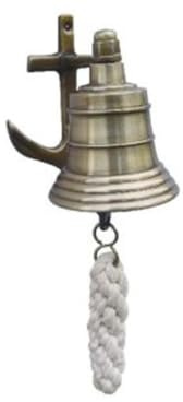 Maritime Schiffsglocke Glocke mit Wandhalterung aus Antik Messing in Anker Form 20 x 6,5 x 7 cm