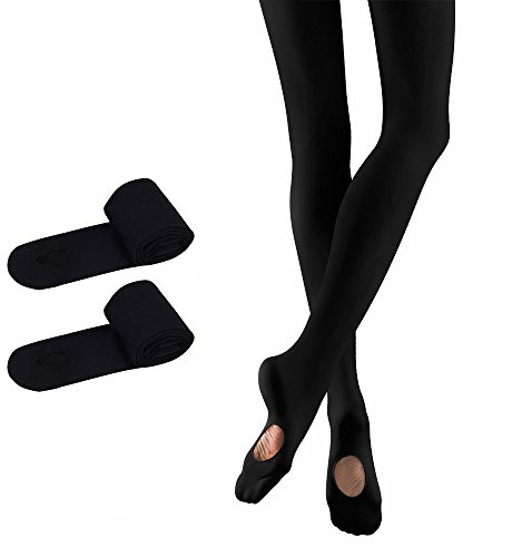 Bezioner Collant da Balletto Convertibili Calze da Danza per Ragazze Donna 2 Paia Nero M